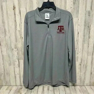Texas A&M Lightweight Pullover Mens Large Gray 1/4 Zip Aggies Reveille